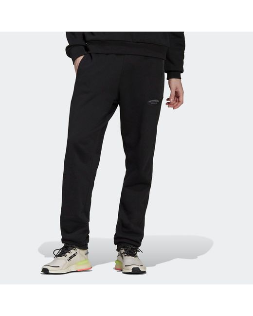 Adidas Black Originals R.Y.V. Elastic Waistband Drawstring Solid Color Cotton Casual Sports Pants/Trousers/Joggers for men