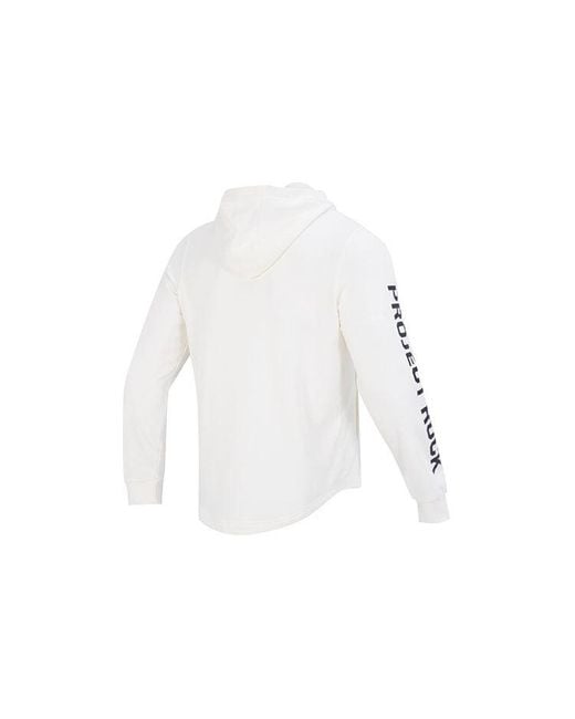 Under Armour White Project Rock Terry Hoodie 'Ivory' for men
