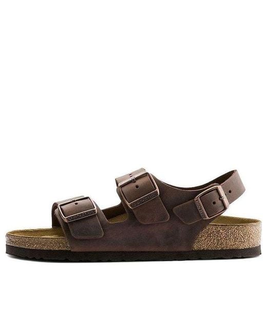 Birkenstock Brown Milano Oiled Leather Narrow Fit 'Habana' 0034873 for men