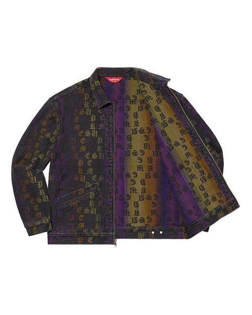 Supreme Black Gradient Jacquard Denim Work Jacket for men