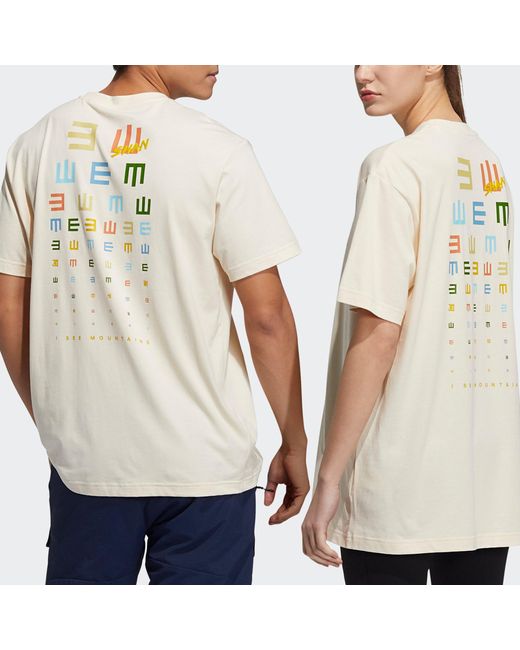 Adidas White Iseem Gfx Sports Printing Round-Neck