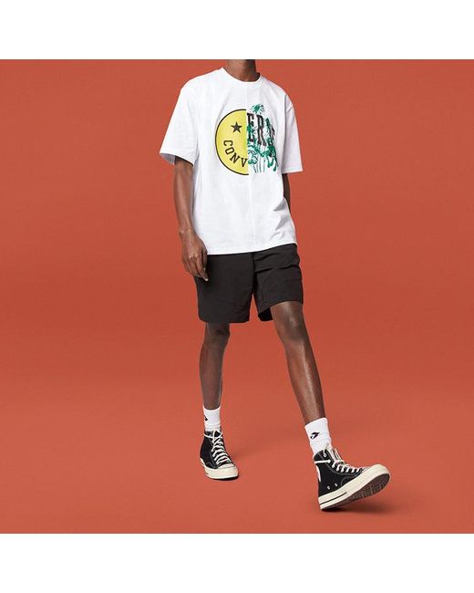 Converse White Smiling Face Printing Breathable Short Sleeve for men