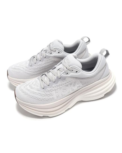 Hoka One One White (Wmns) Bondi 8 'Lunar Rock Nimbus Cloud'