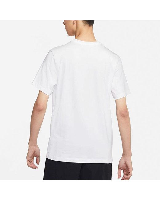 Nike White Sportswear Splash Ink Alphabet Printing Sports Short Sleeve for men