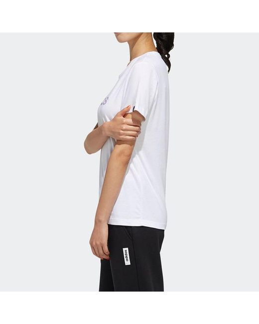 Adidas White (Wmns) Alphabet Logo Printing Training Sports Short Sleeve