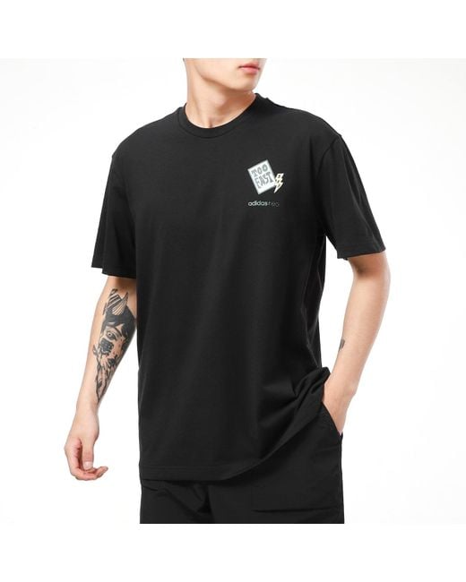 Adidas Black Casual Sports Breathable Round Neck Short Sleeve for men
