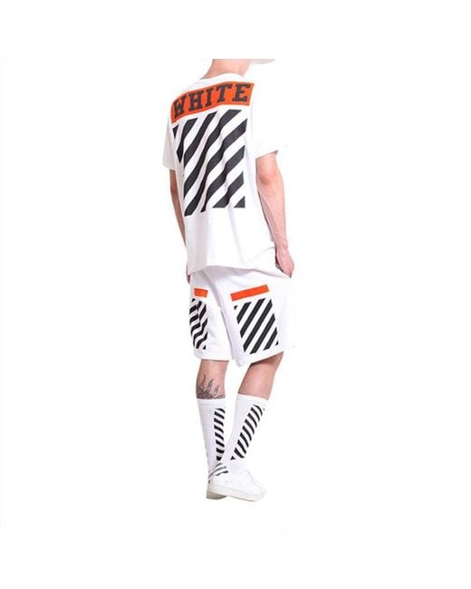 Off-White c/o Virgil Abloh Blue Stripe Logo Printing Short Sleeve Ordinary Version for men