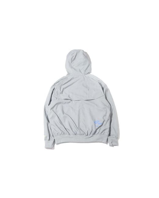 Nike Blue Sportswear Sport Essentials Logo Printing Woven Breathable Hooded Jacket Gray for men