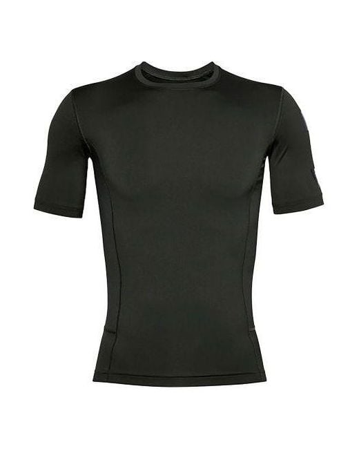 Under Armour Black Casual Breathable Round Neck Tight Sports Short Sleeve for men