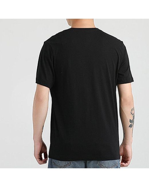 Nike Black Sportswear Logo Printing Round Neck Short Sleeve Obsidian for men