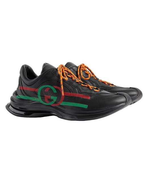 Gucci Brown Run Side-stripe Lace-up Sneakers for men