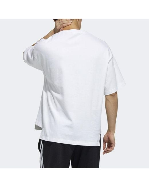 Adidas White Solid Color Round Neck Sports Short Sleeve for men