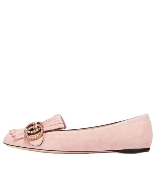 Gucci gg Marmont Crystal Embellished Flats in Pink | Lyst