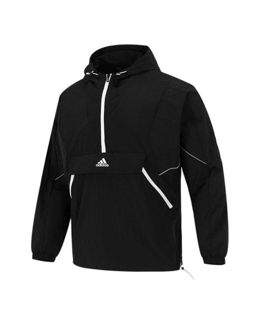 Adidas Black Athleisure Casual Sports Hooded Training Knit Jacket for men