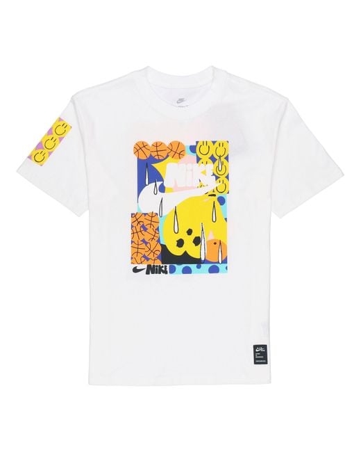 Nike White Smiling Face Basketball Pattern Printing Breathable Sports Short Sleeve for men