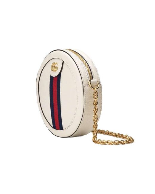 Gucci White (Wmns) Ophidia Logo Stripe Webbing Leather Chain Shoulder Messenger Bag Mini