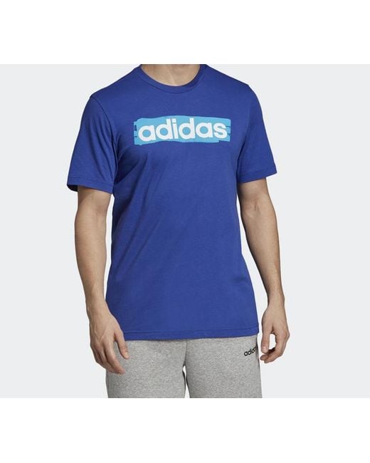 Adidas Blue Alphabet Logo Printing Sports Short Sleeve for men