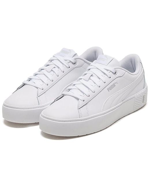PUMA White (Wmns) Smash Platform V2 'Triple'