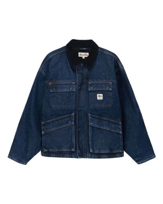 Stussy Blue Washed Canvas Shop Jacket for men