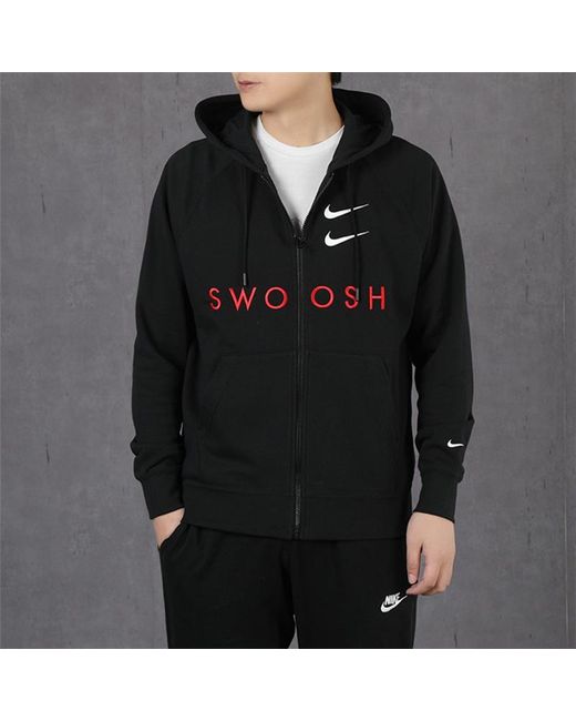 Nike Black As Sportswear Swoosh Hoodie Fz Ft for men