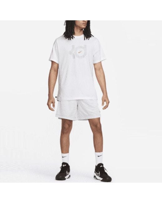 Nike Dri-fit Kd Logo Geometry Pattern Printing Solid Color Short Sleeve White for men