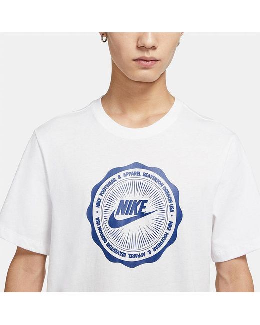 Nike White Sportswear Logo Printing Round Neck Short Sleeve for men