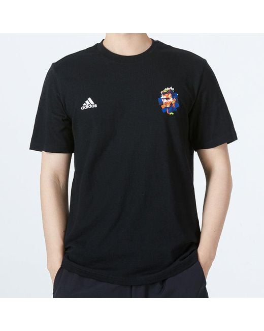 Adidas Black Beckham G T Athleisure Casual Sports Alphabet Round Neck Short Sleeve David Beckham No. 23 T-Shirt for men