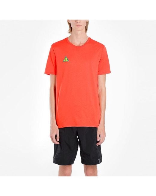 Nike Red Acg Back Printing Short Sleeve T-Shirt for men