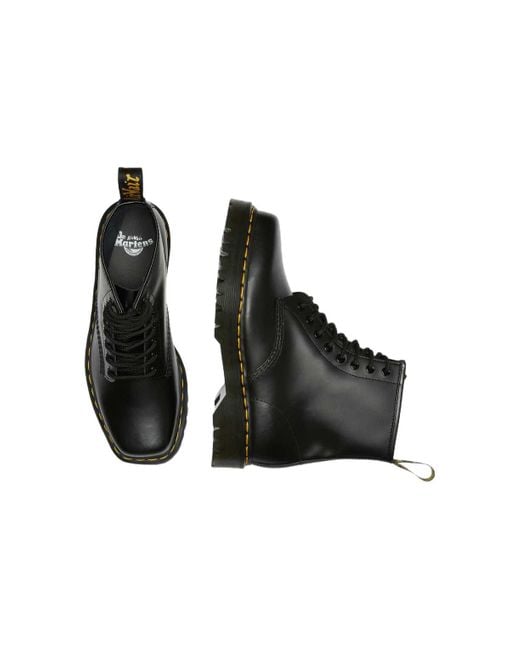 Dr. Martens Black 1460 Bex Squared Toe Leather Lace Up Boots