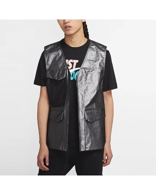 Nike Black Nsw Tech Pack Stay Warm Athleisure Casual Sports Windproof Waterproof Jacket Metallic Goldsilver for men