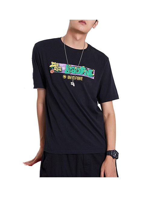 Li-ning Black Badfive Basketball Series Element Printing Tee for men