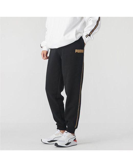 PUMA Blue Metallic Nights Tape Logo Printed Knitting Sports Trouser for men
