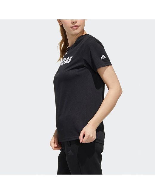 Adidas Black (Wmns) Mh Cap Lin T Contrasting Colors Alphabet Printing Sports Short Sleeve