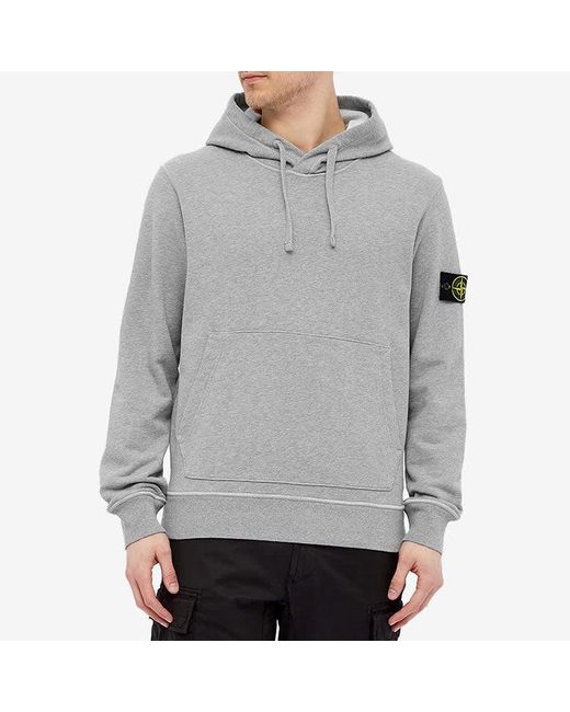 Stone Island Gray Garment Dyed Popover Hoodie Marl' for men