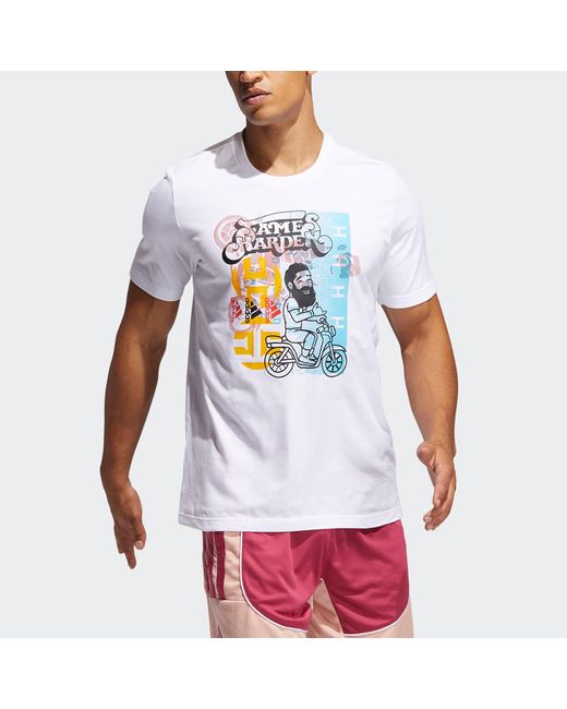 Adidas White Hdn Avatar Sc Basketball Athleisure Casual Sports Short Sleeve for men