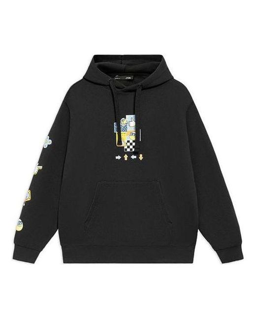 Li-ning Black (Wmns) Sports Living Series Cartoon Pattern Pullover Hoodie