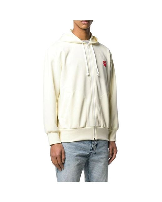 COMME DES GARÇONS PLAY Cdg Play Red Hooded Zipper Hoodie White