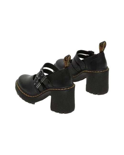 Dr. Martens Black (Wmns) Eviee Sendal Leather Heeled Shoes