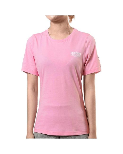 Adidas Pink (Wmns) Neo Casual Sports Training Round Neck Short Sleeve