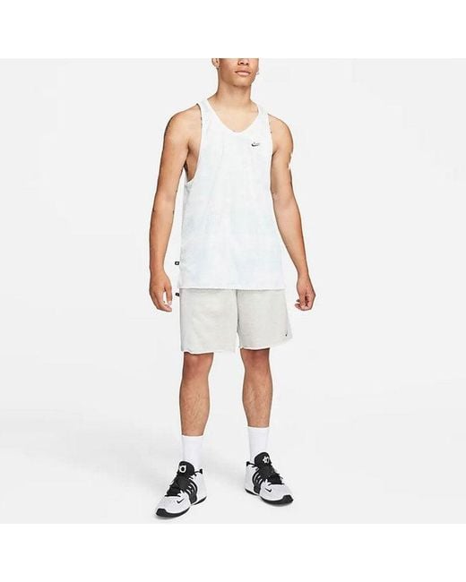 Nike White Durant French Terry Breathable Sports Drawstring Solid Color Splicing Embroidered Alphabet Loose Shorts for men