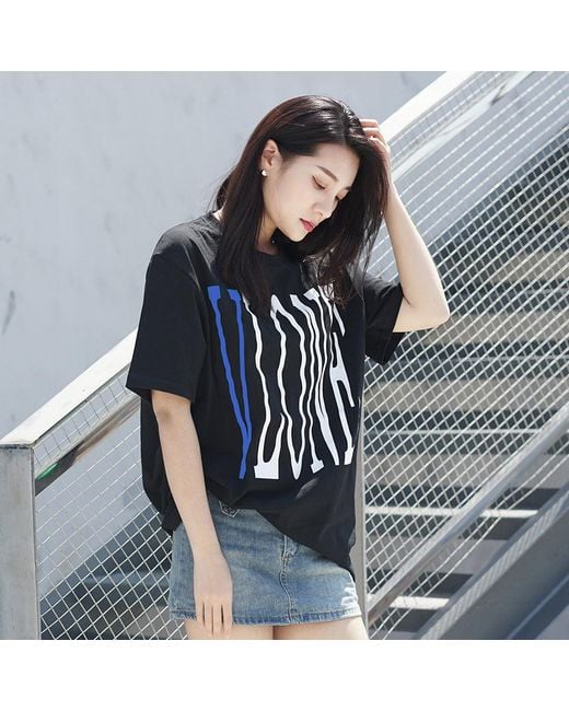 Vlone(GOAT) Black Large Logo Round Neck Short Sleeve T-Shirt for men