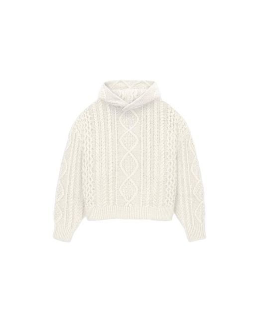 Fear Of God White Fw23 Cable Knit Hoodie 'Cloud Dancer' for men