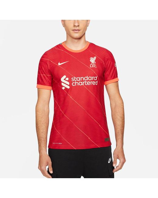 Nike Red Sports Soccer/Football Jersey Au Player Edition 21-22 Season Liverpool Home for men