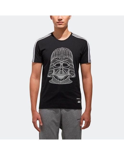 Adidas Black Neo M Sw Tee 5 Reflective Printing Round Neck Short Sleeve for men