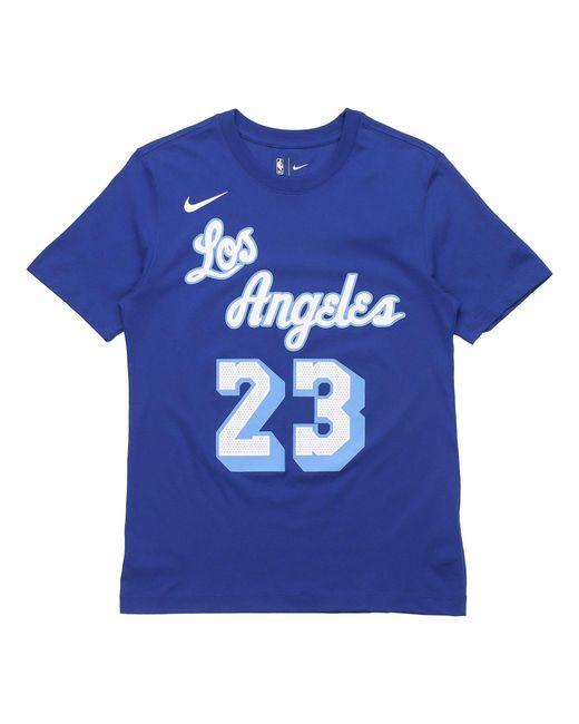Nike Blue Classic Edition Los Angeles Lakers Lebron James No. 23 Basketball Round Neck Short Sleeve for men