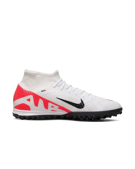 Nike White Mercurial Superfly 9 Academy Turf Soccer Shoes 'Bright Crimson' for men