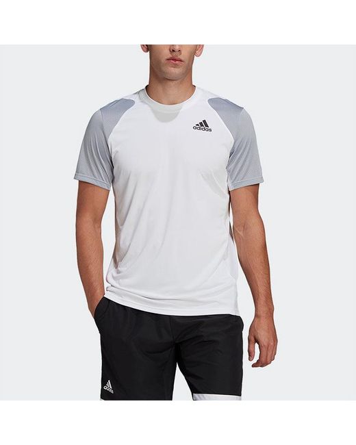 Adidas White Colorblock Logo Sports Training Short Sleeve for men