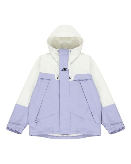 New Balance Blue Logo Embroidered Colorblock Hooded Jacket Couple Style