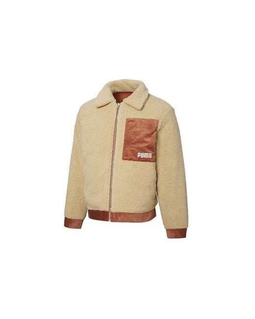 PUMA Brown Cord Embroidered Logo Reversible Corduroy Jacket for men