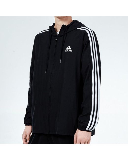 Adidas Blue 3S Wb Training Sports Hooded Logo Jacket Autumn for men